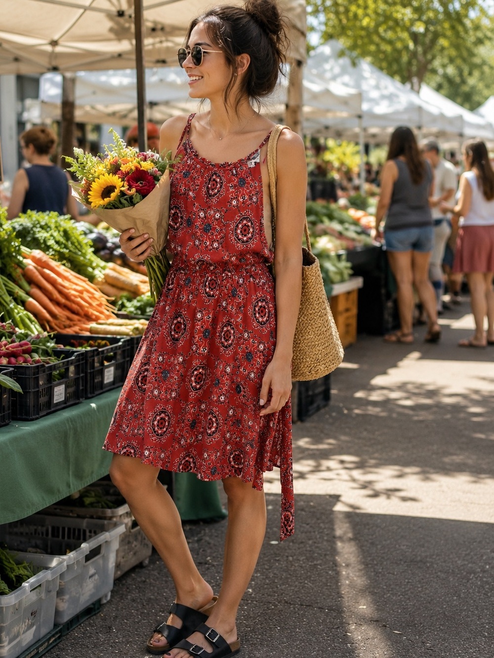 Blue Rain Red Boho Medallion Print Sleeveless Dress XS NWT